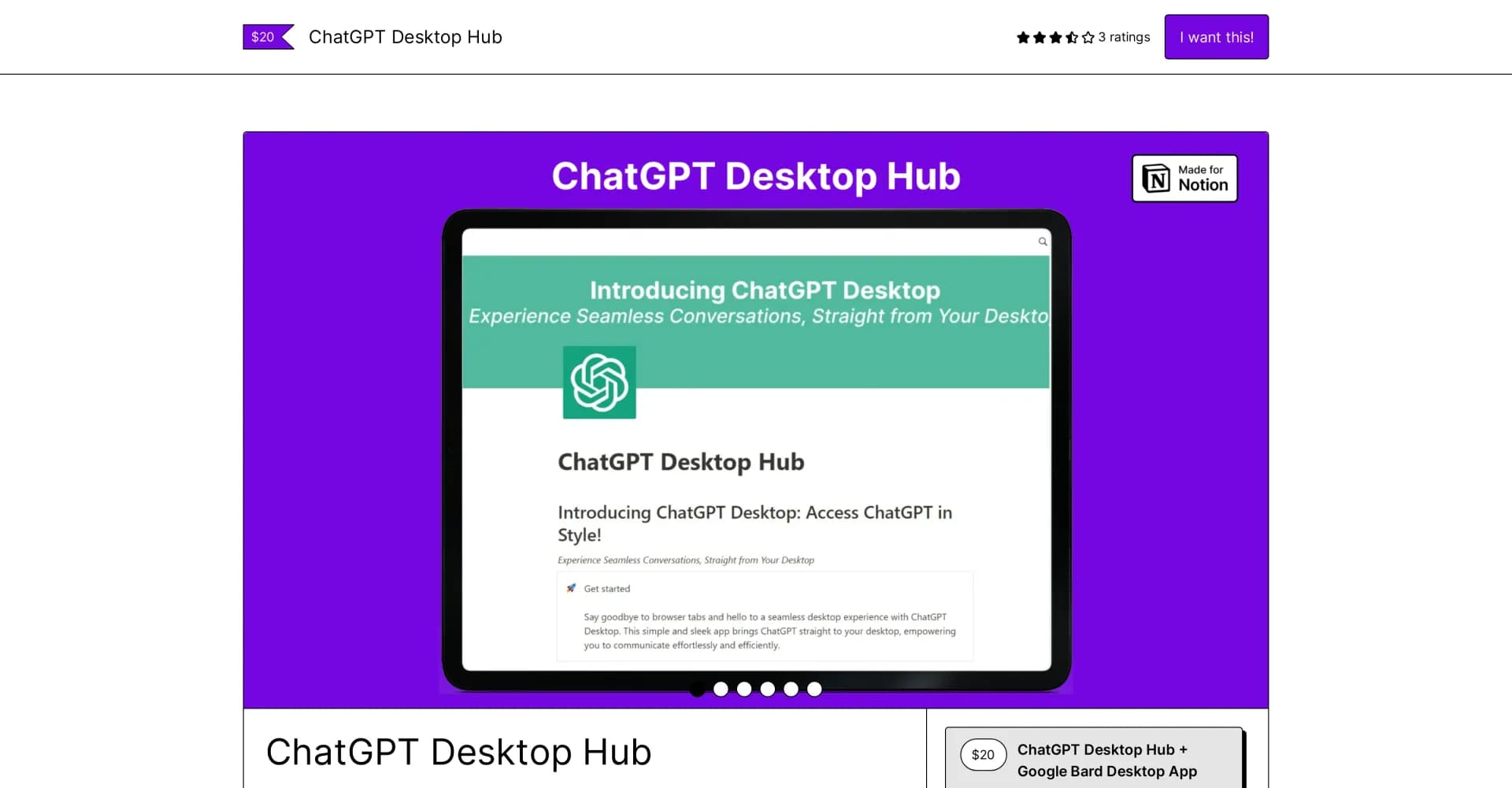 ChatGPT Desktop Hub homepage screenshot — ChatGPT on your desktop: Instant AI conversations, no browse