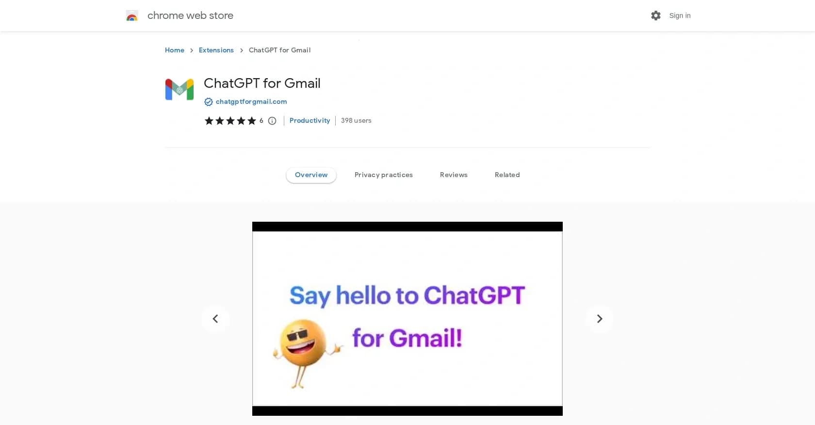 ChatGPT for Gmail homepage screenshot — Boost email writing productivity and quality.