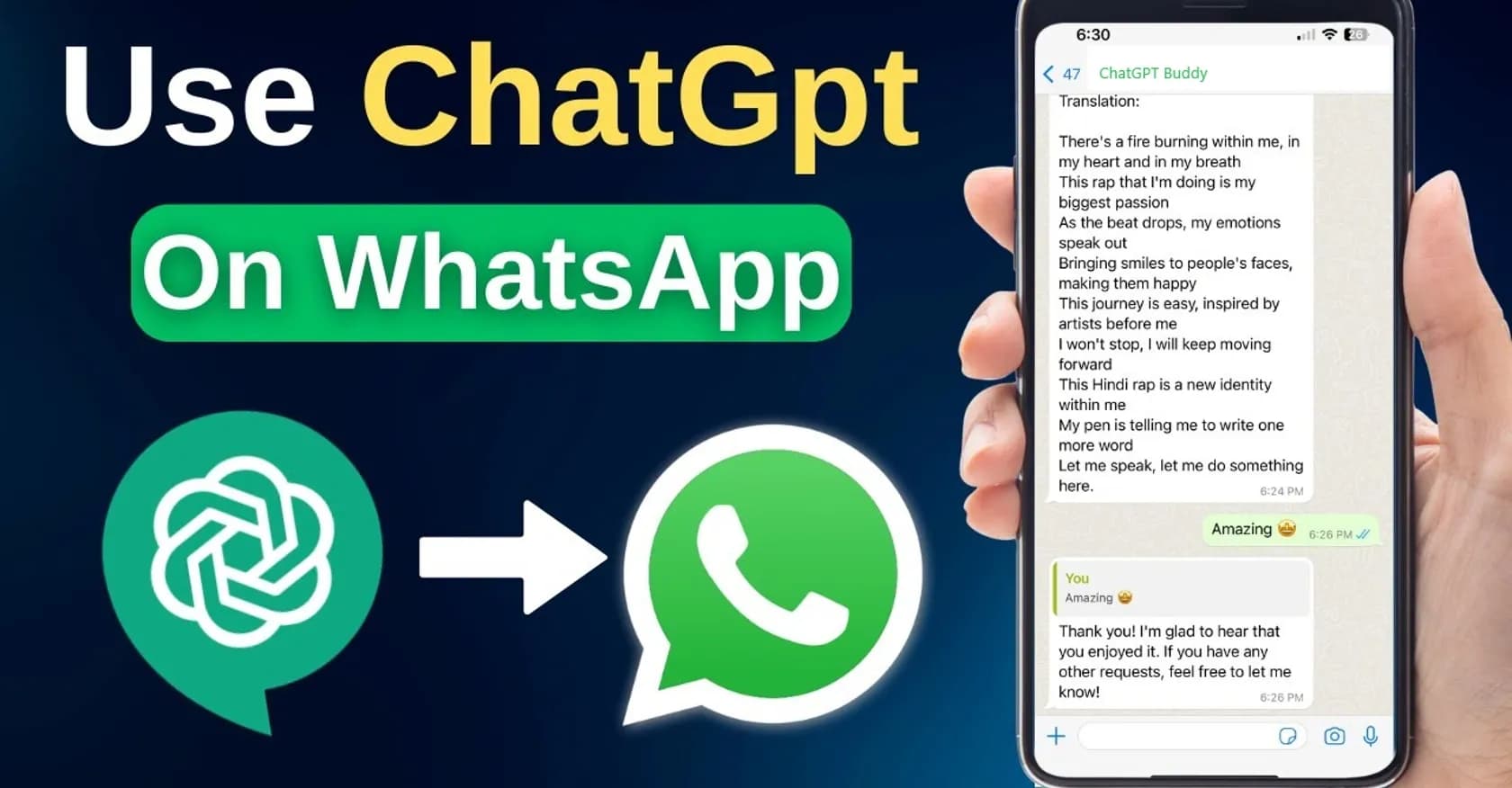 ChatGPT WhatsApp homepage screenshot — Your personal AI assistant within WhatsApp