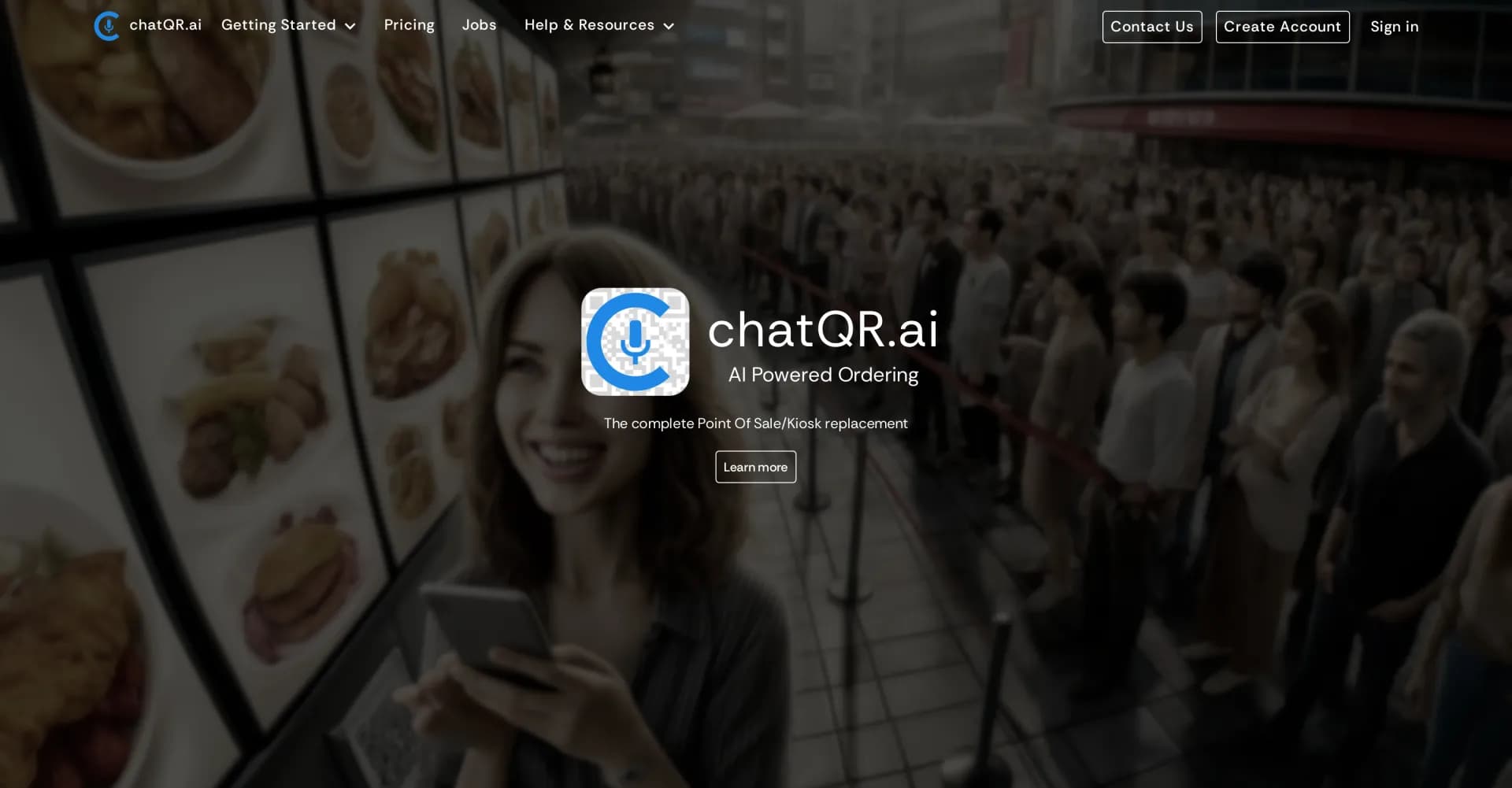 chatQR homepage screenshot — The complete Point Of Sale/Kiosk replacement.