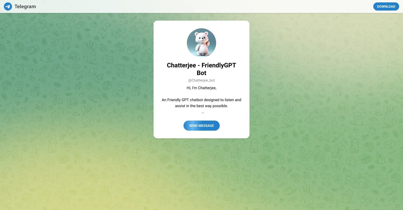 Chatterjee homepage screenshot — Your friendly AI companion for chat and assistance.