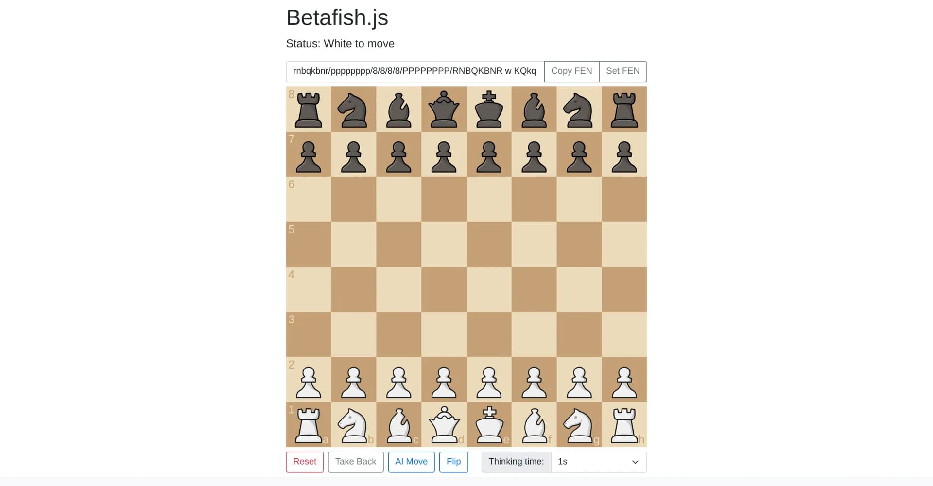 Betafish.js | Chess AI homepage screenshot — Chess AI that thinks like a pro