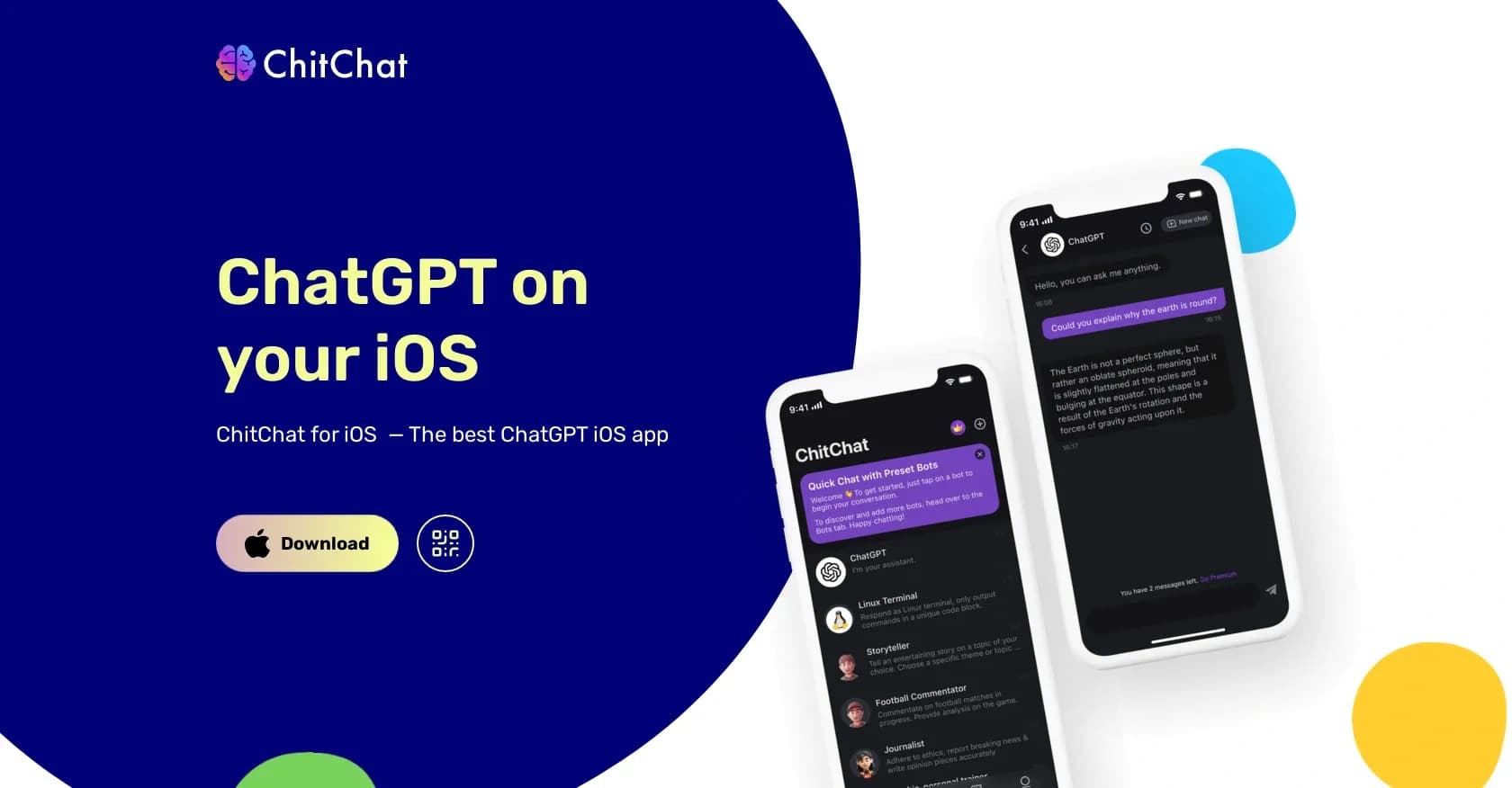 ChitChat homepage screenshot — ChatGPT and AI bots in your pocket