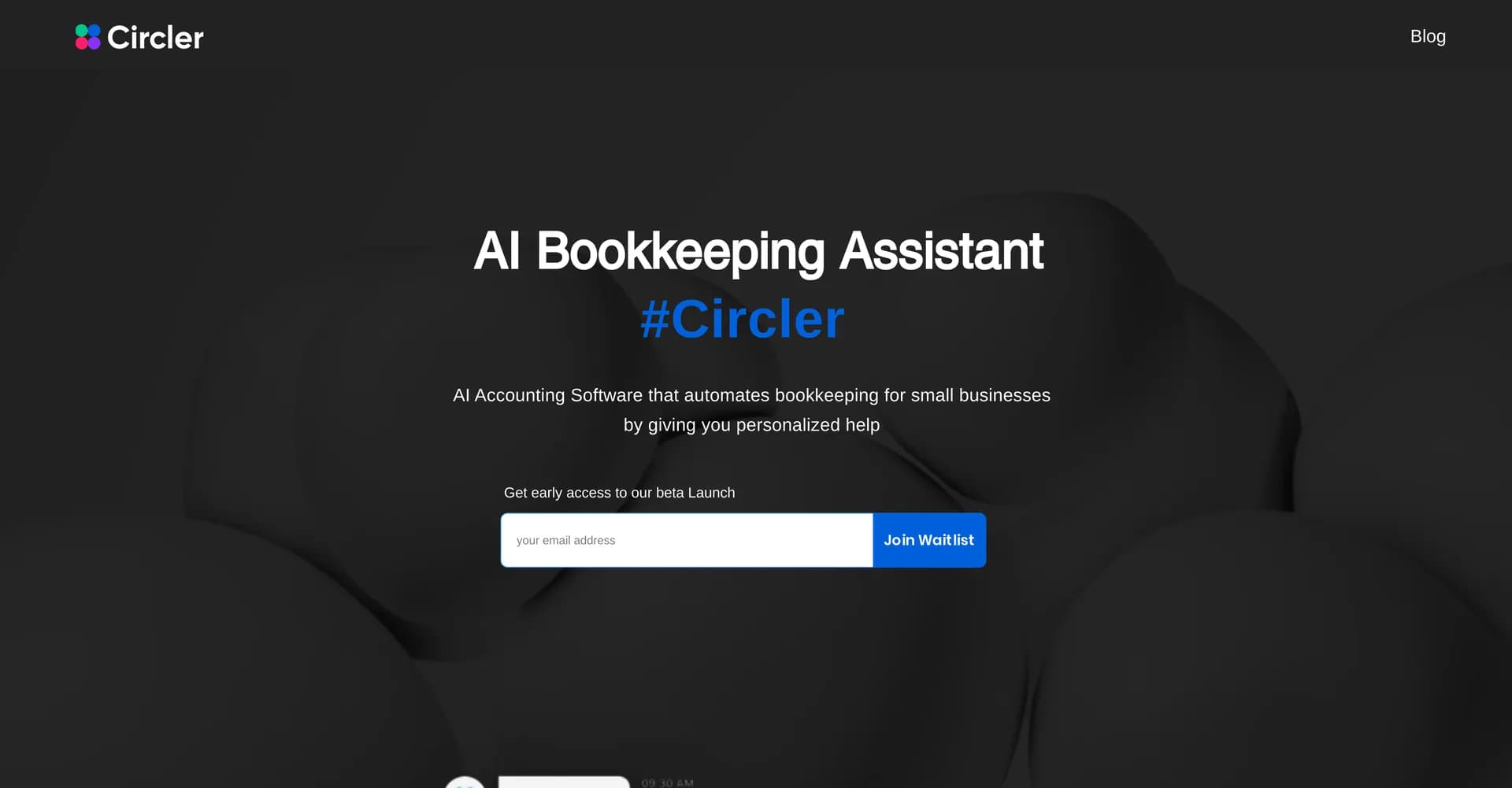 Circler homepage screenshot — AI bookkeeping assistant for small businesses