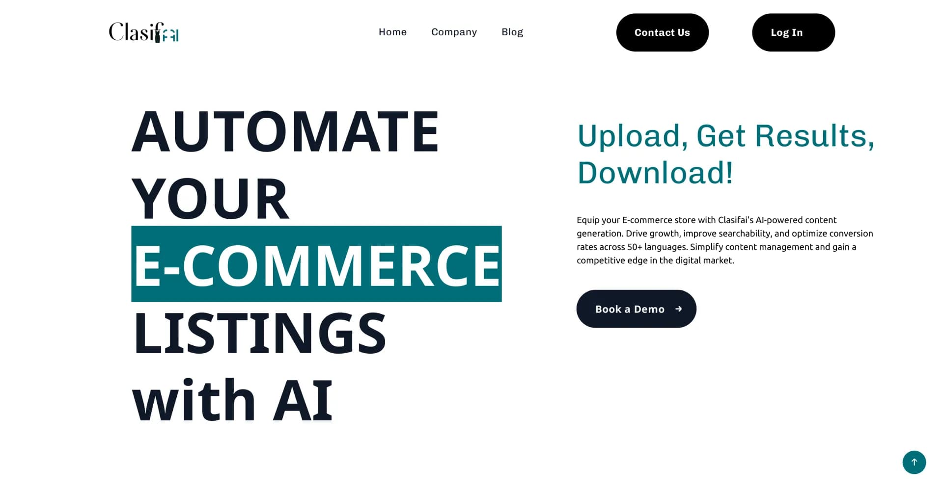 ClasifAI homepage screenshot — Automate e-commerce listings with AI-powered tagging