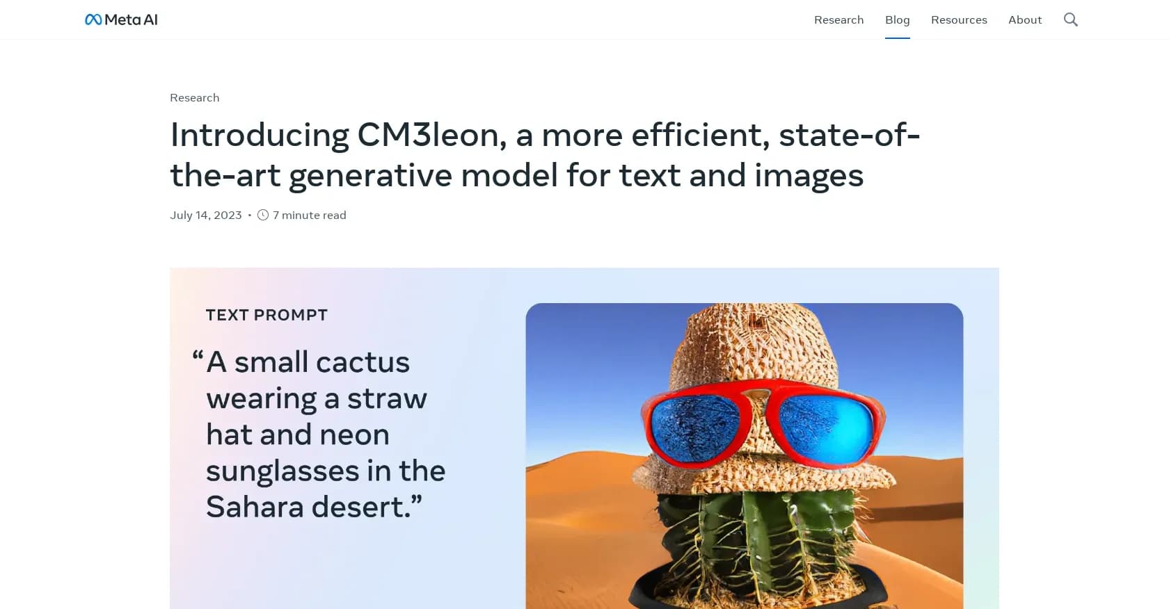CM3leon by Meta homepage screenshot — Seamlessly generate text and images with one AI model.