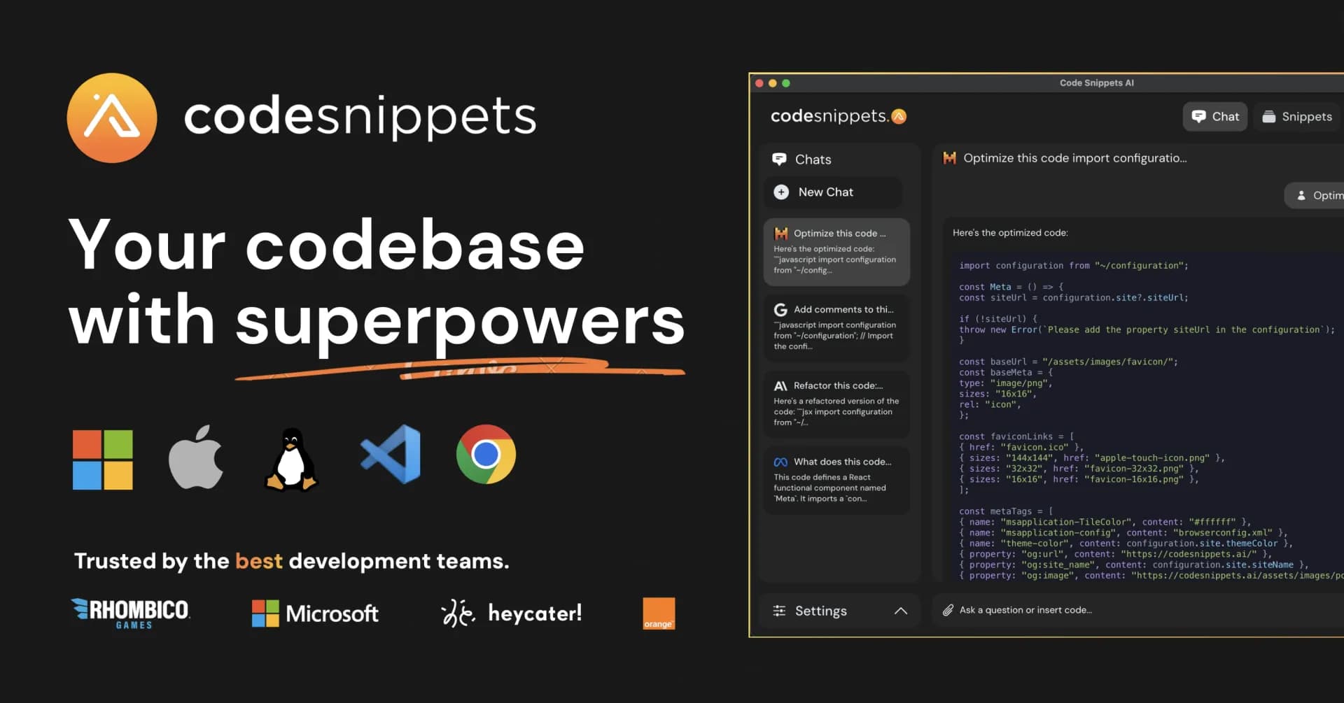 Code Snippets AI homepage screenshot — Code Snippets AI is a next-gen AI-powered desktop app!