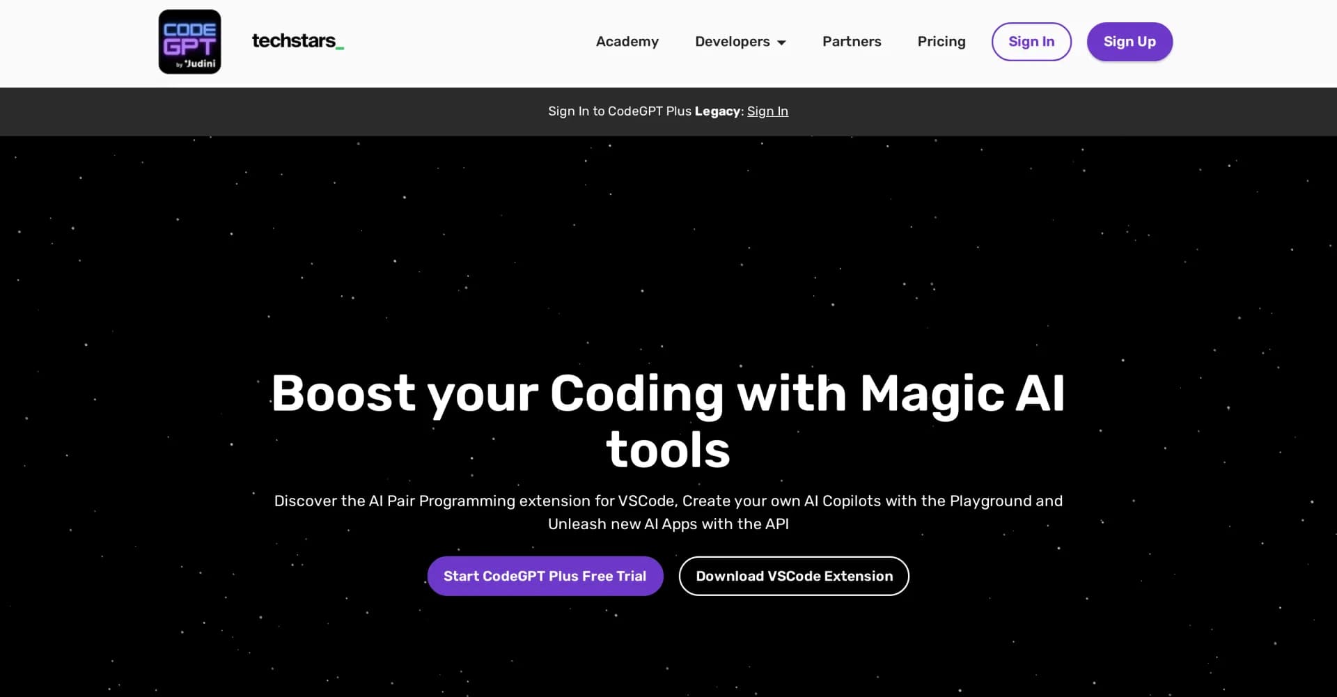 CodeGPT by Judini homepage screenshot — Code like a pro with AI-powered assistance