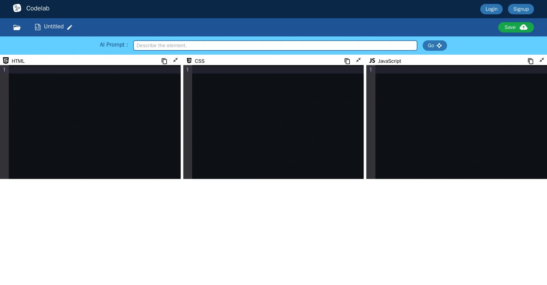 Codelab homepage screenshot — Code smarter with AI-powered web development.
