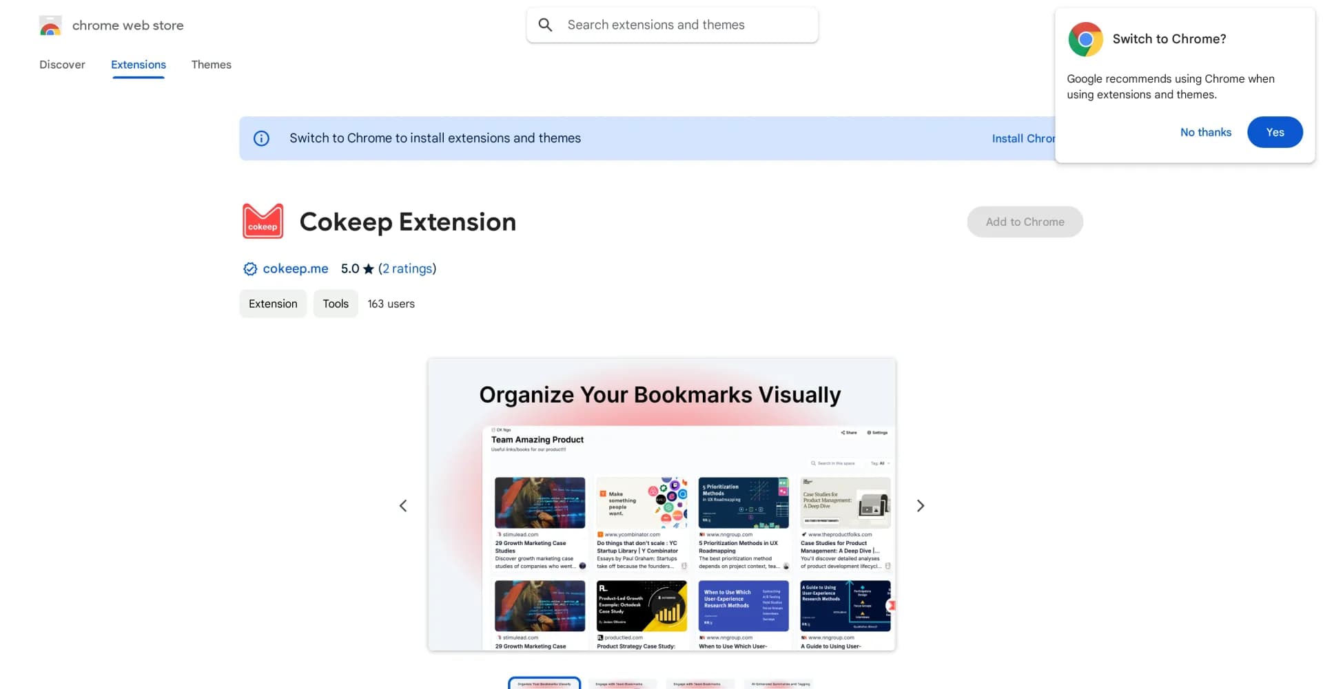 Cokeep Extension homepage screenshot — AI-powered note-taking and knowledge management