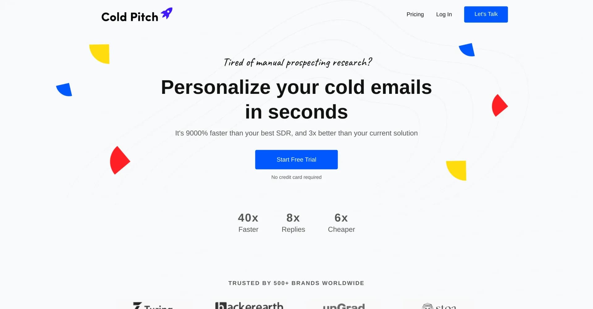 Cold Pitch homepage screenshot — Personalize cold emails instantly with AI