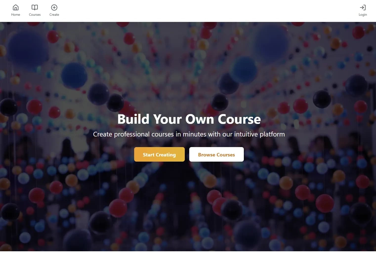 CraftedCourses.io homepage screenshot — Create and Share High-Quality Online Courses in Minutes