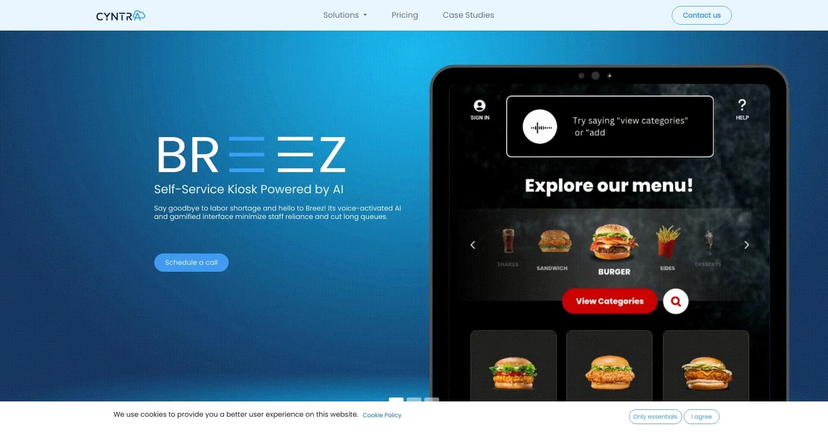 Cyntra homepage screenshot — Elevate retail with AI-powered RFID solutions