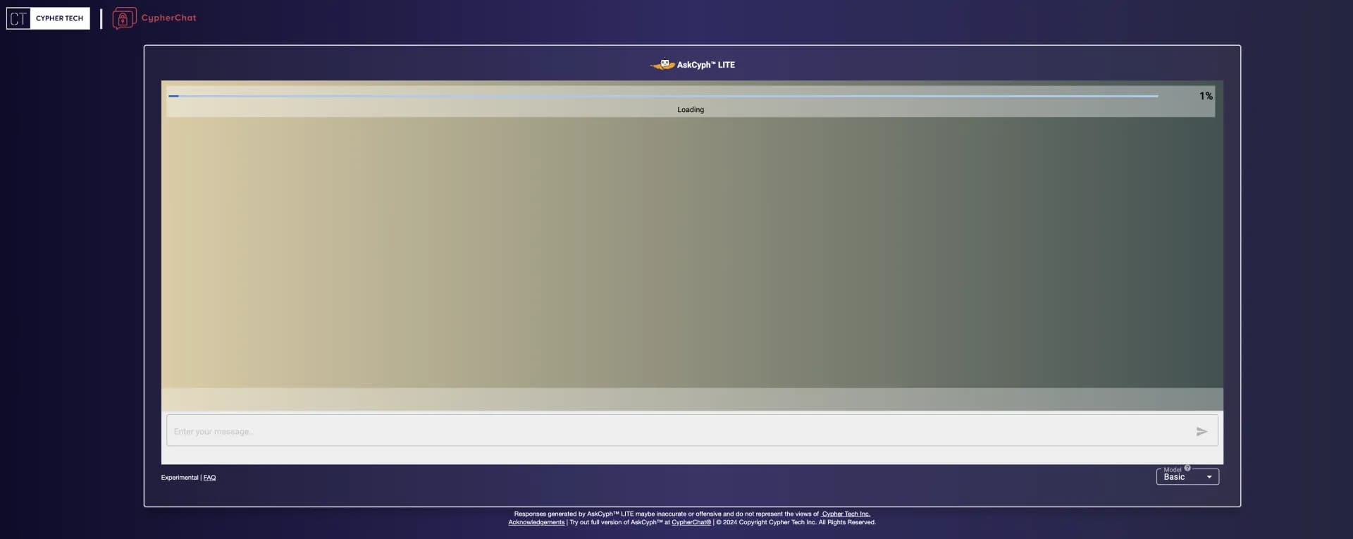 Cyphertech homepage screenshot — Private AI chatbot running in your browser