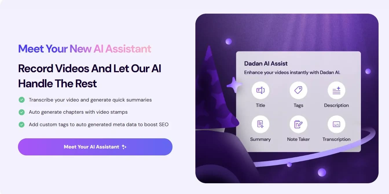Dadan - Online Video Creation platform homepage screenshot — Optimize your video creation workflow with AI.