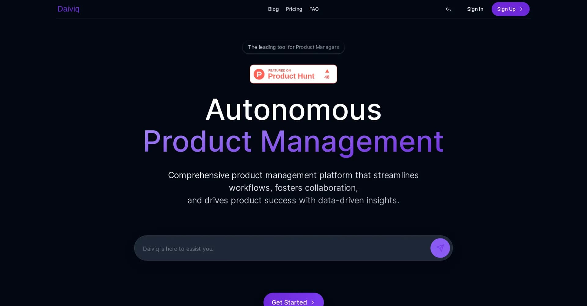 Daiviq homepage screenshot — Product Management on Autopilot