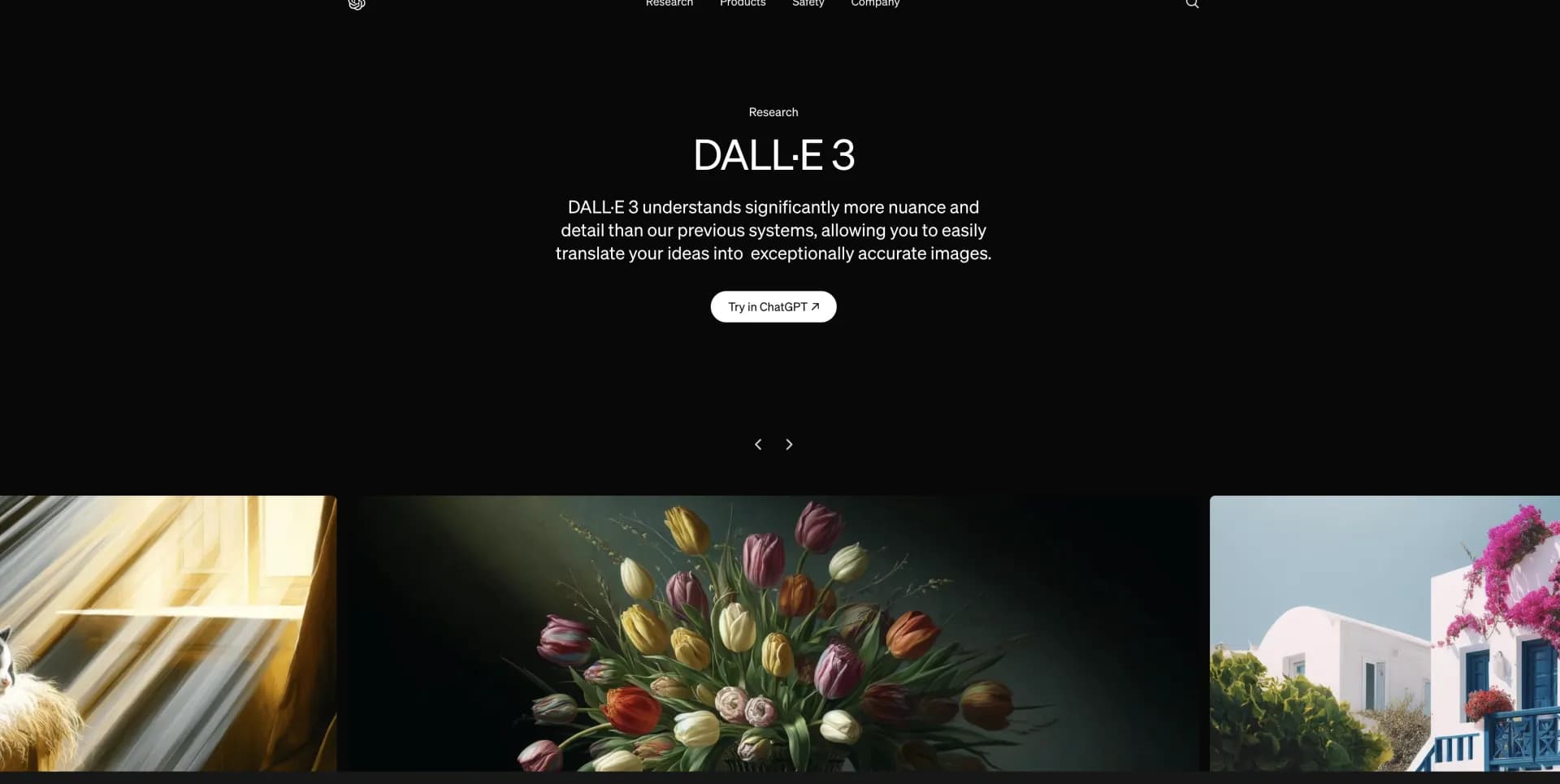 DALL-E3 homepage screenshot — Streamline your workflow with AI-powered solutions.