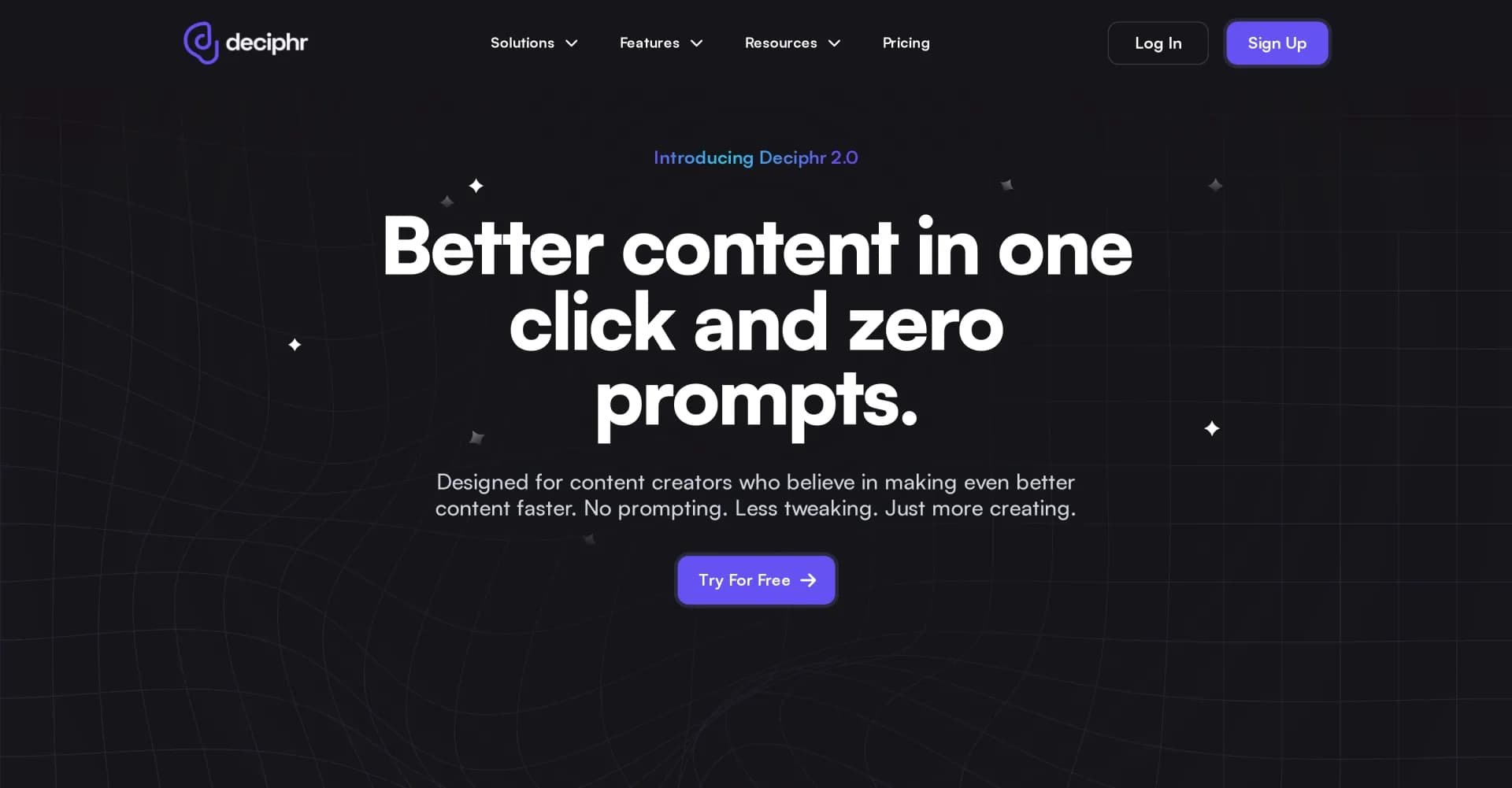 Deciphr AI homepage screenshot — Automate podcast content creation in minutes