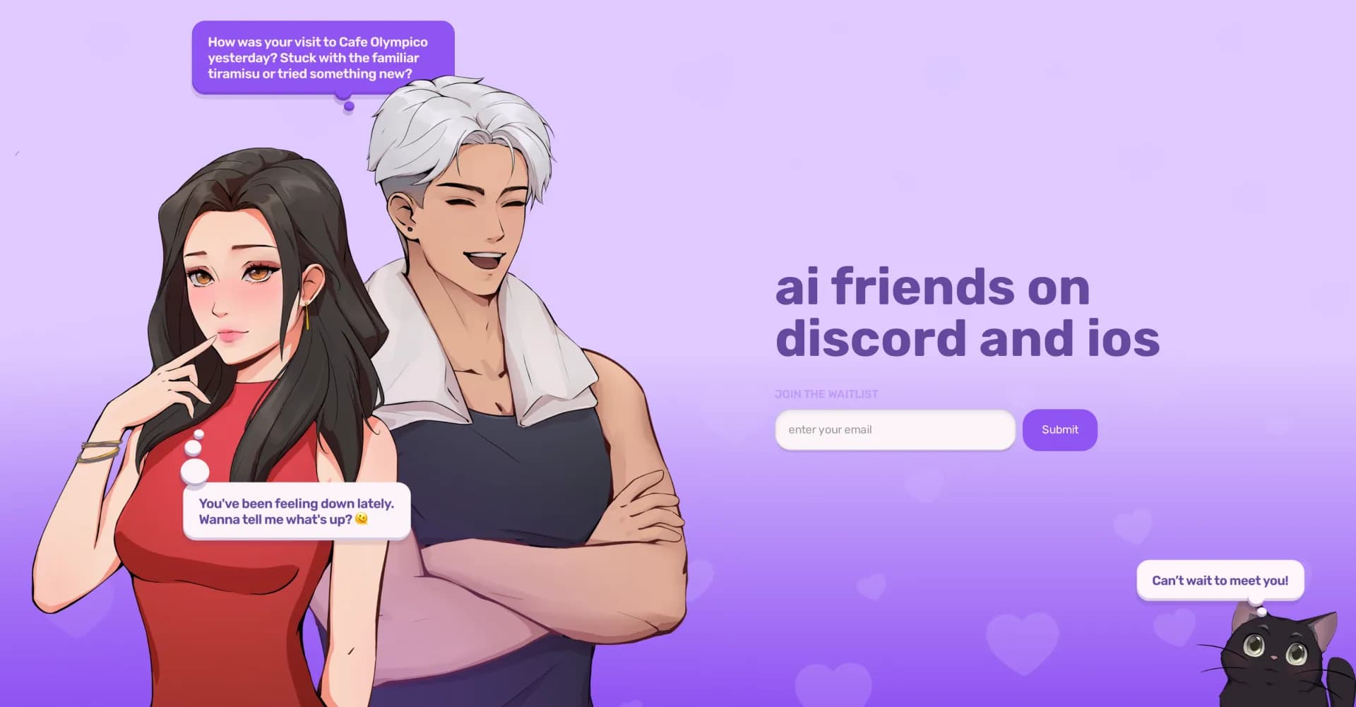 DippyAI homepage screenshot — AI-powered social connections for Discord and iOS.
