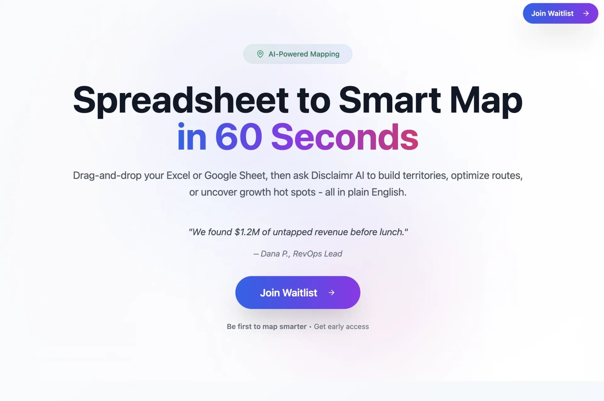 Disclaimr.ai – AI Security Intelligence for CISOsv1.5 homepage screenshot — 6am AI security briefs mapped to your environment