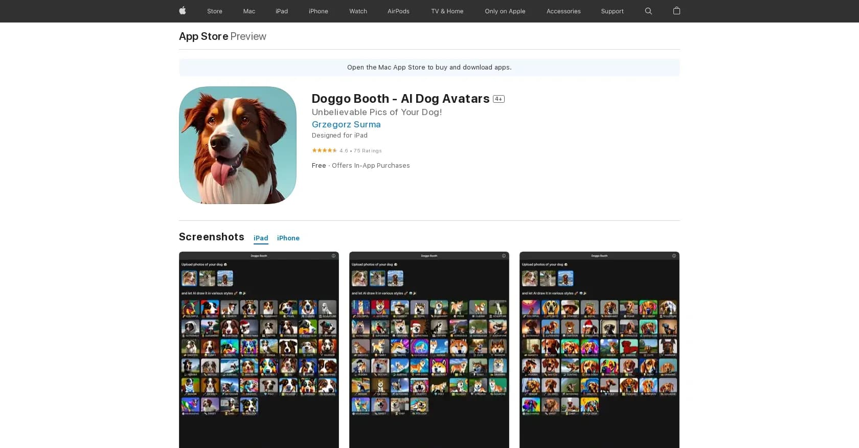 Doggo Booth homepage screenshot — An app that generates visualizations of dogs.
