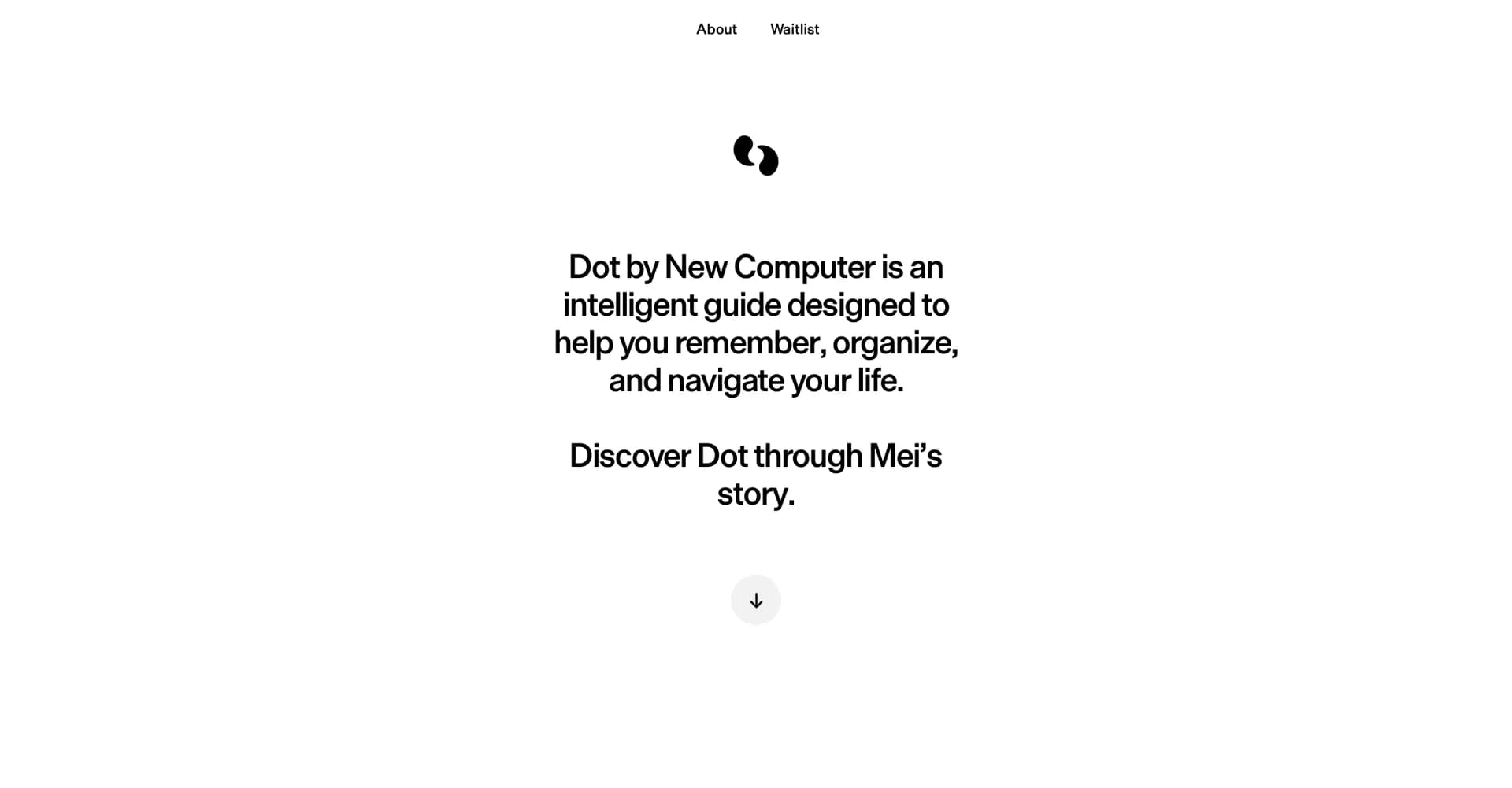 Dot by New Computer homepage screenshot — Your intelligent guide for life's journey.