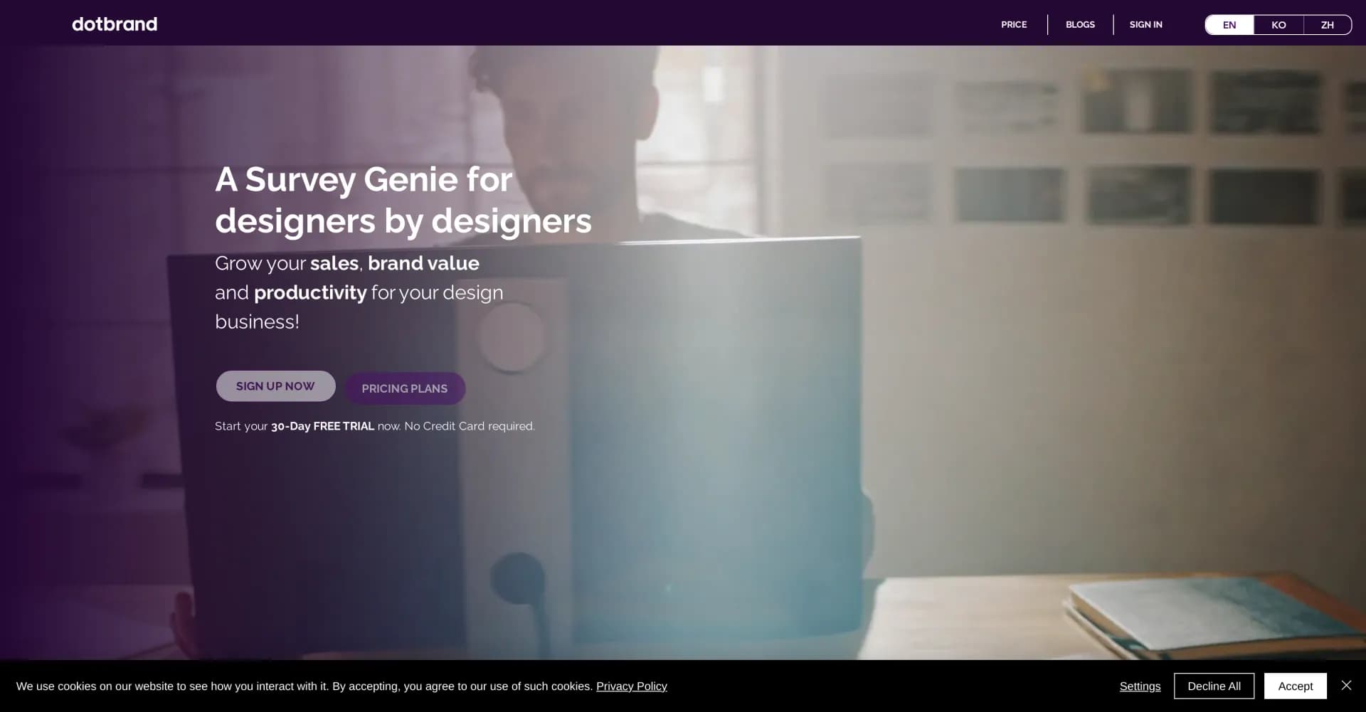 dotBRAND homepage screenshot — AI-powered design communication for effortless creativity