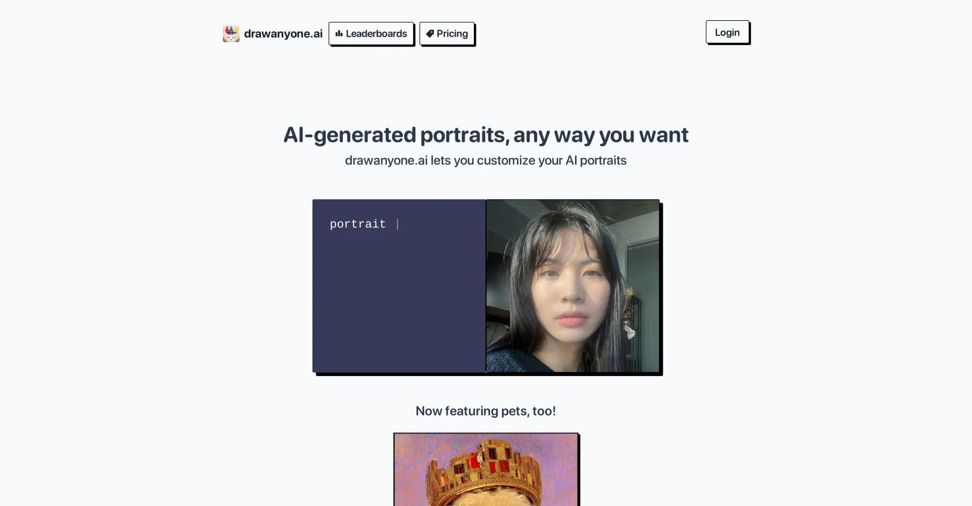 drawanyone homepage screenshot — Draw anyone, any way you want.