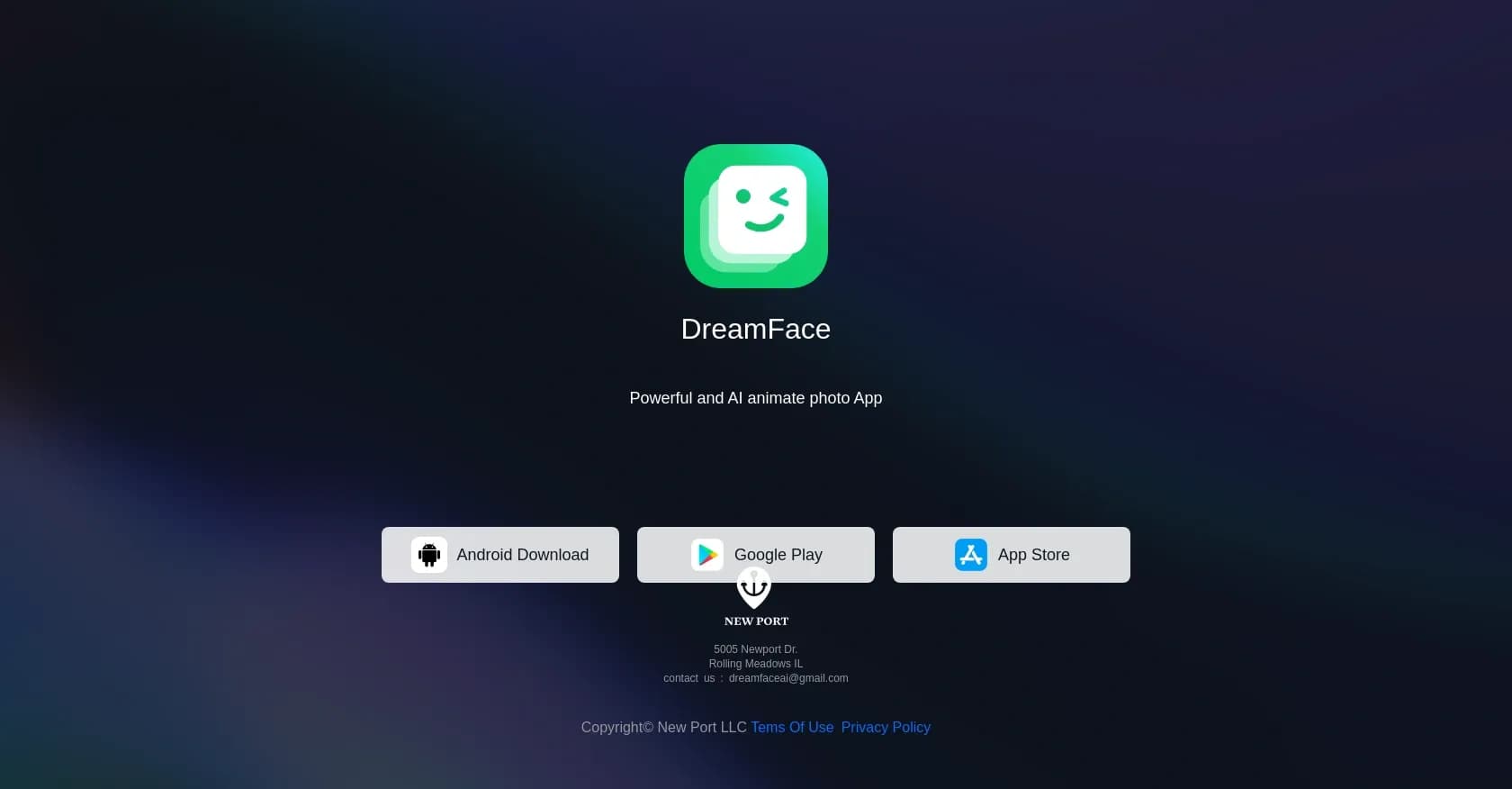 DreamFace homepage screenshot — Animate photos with AI face editing magic.