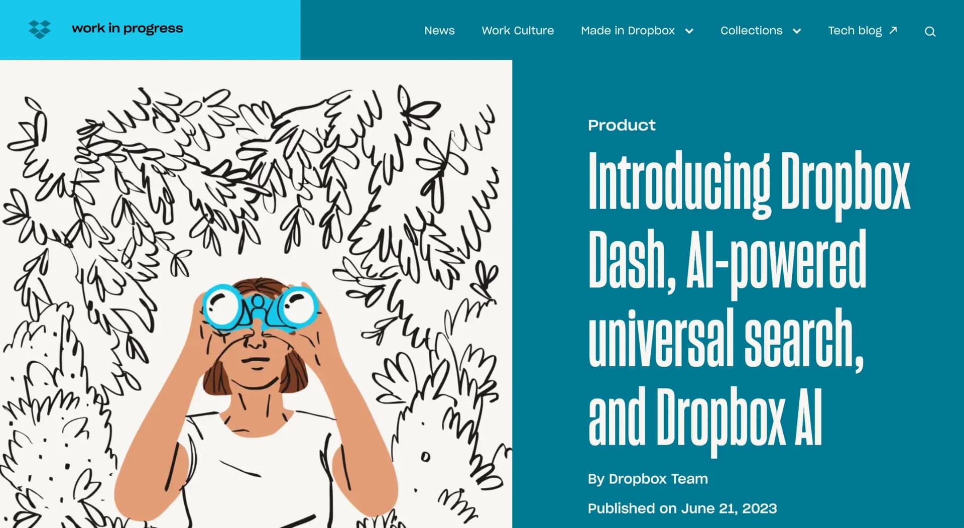 Dropbox AI homepage screenshot — AI-powered tools to supercharge your content.