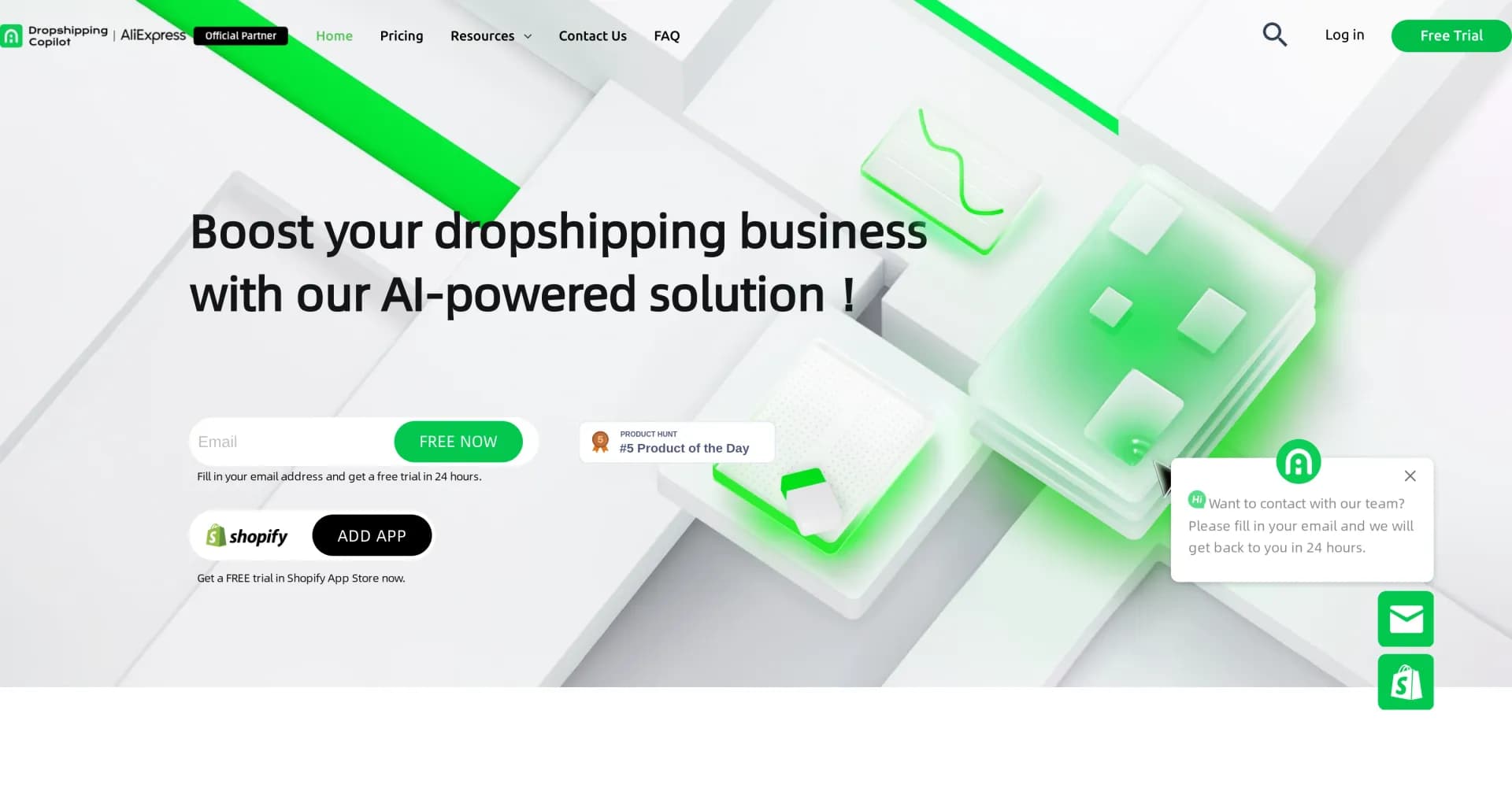 Dropshipping Copilot homepage screenshot — AI-powered dropshipping made easy