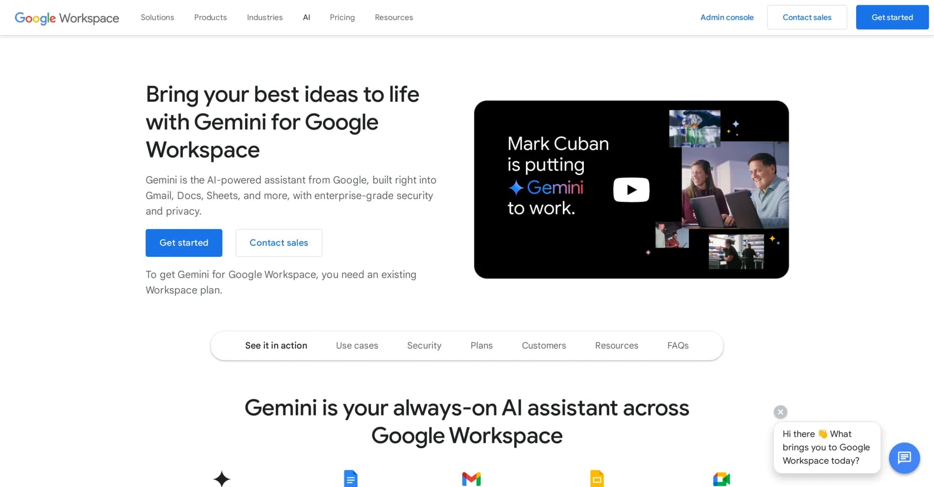 Duet AI homepage screenshot — Enhance your workspace with powerful AI features.