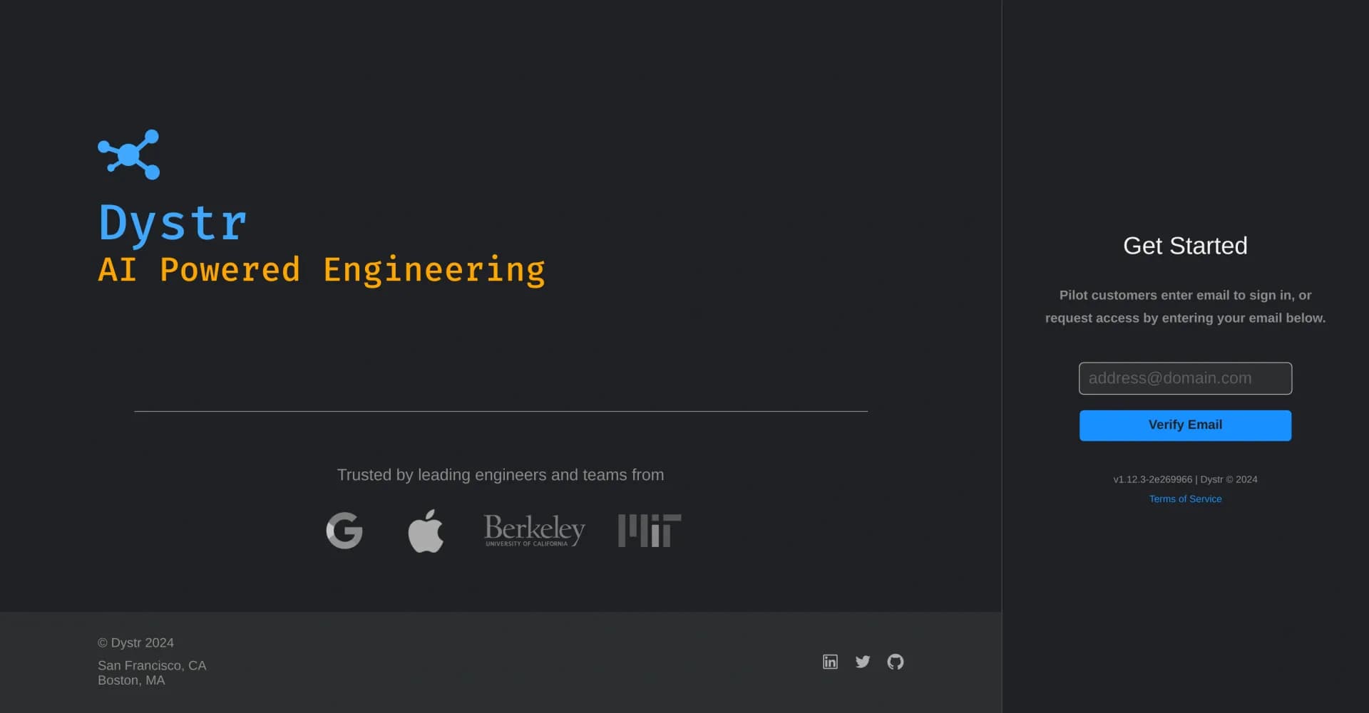 Dystr homepage screenshot — AI-powered analysis to automate your workload.