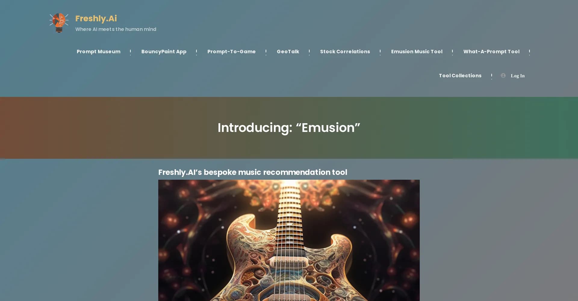 Emusion homepage screenshot — Discover personalized music recommendations based on your so