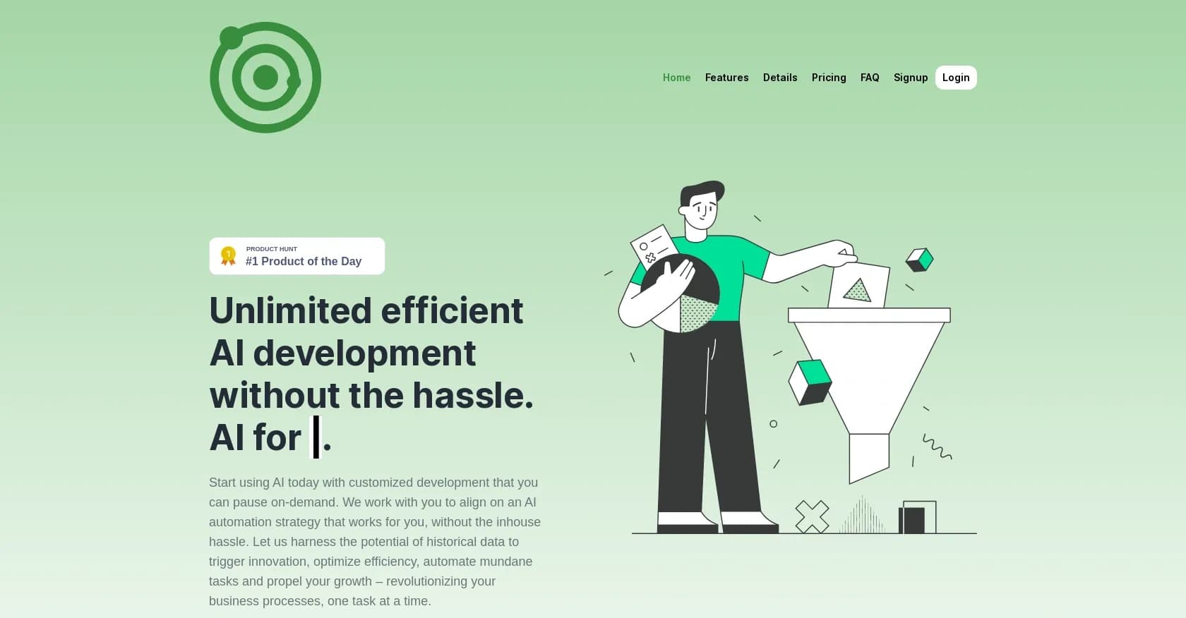 Ever Efficient homepage screenshot — AI automation to revolutionize business processes