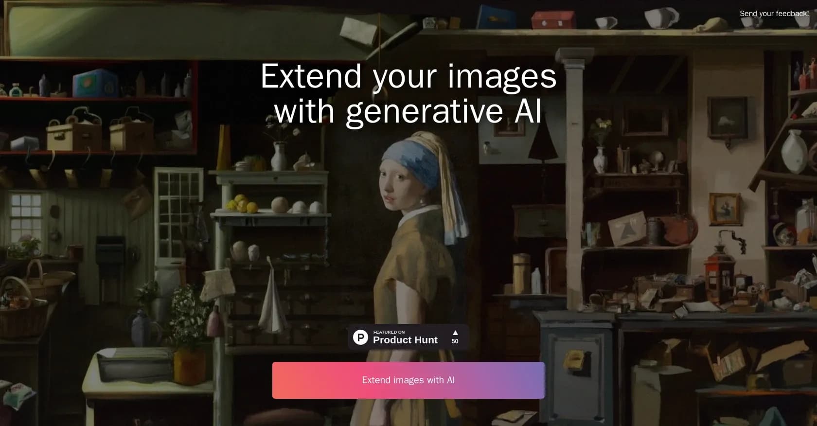 ExtendImage homepage screenshot — Extend images seamlessly with AI magic.