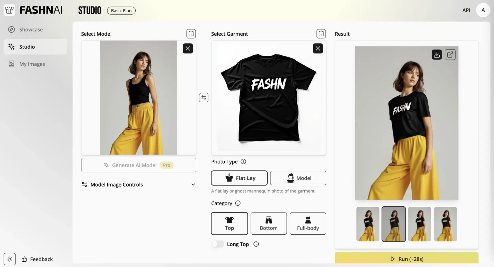 FASHN Virtual Try-On homepage screenshot — Change the clothes in any model photo using another referenc