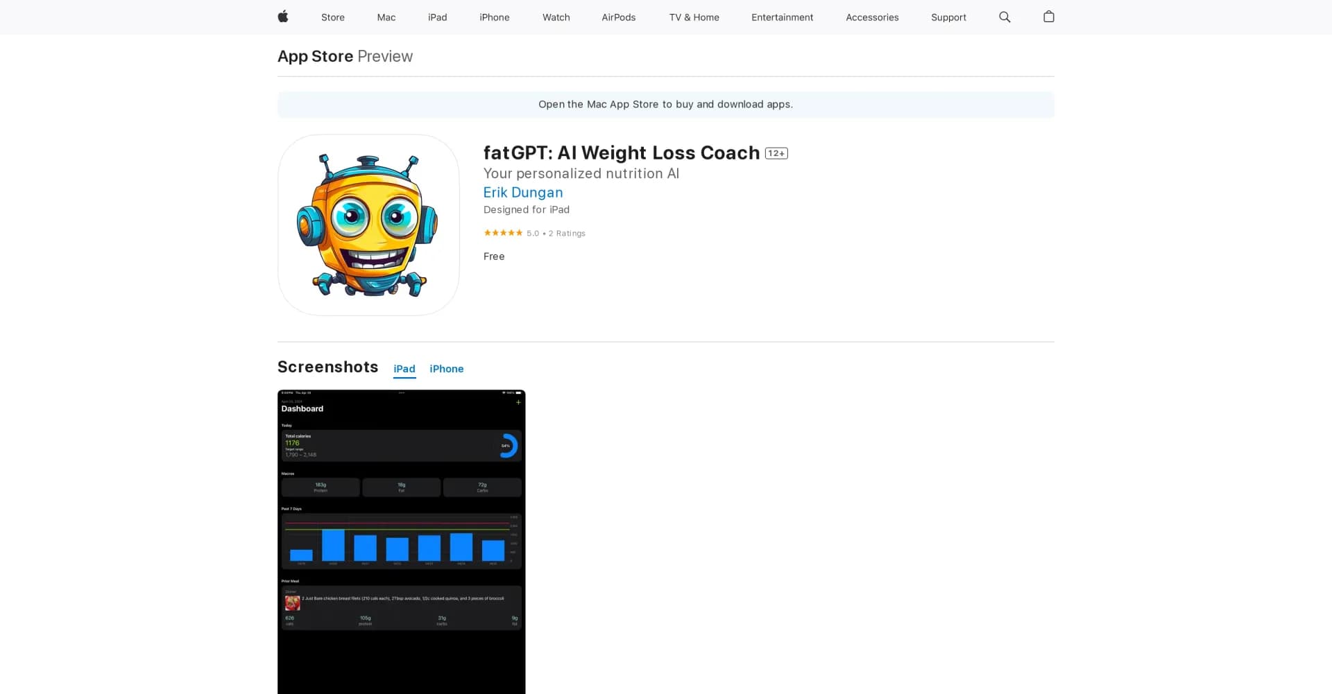 fatGPT homepage screenshot — AI Weight Loss Coach on your device.