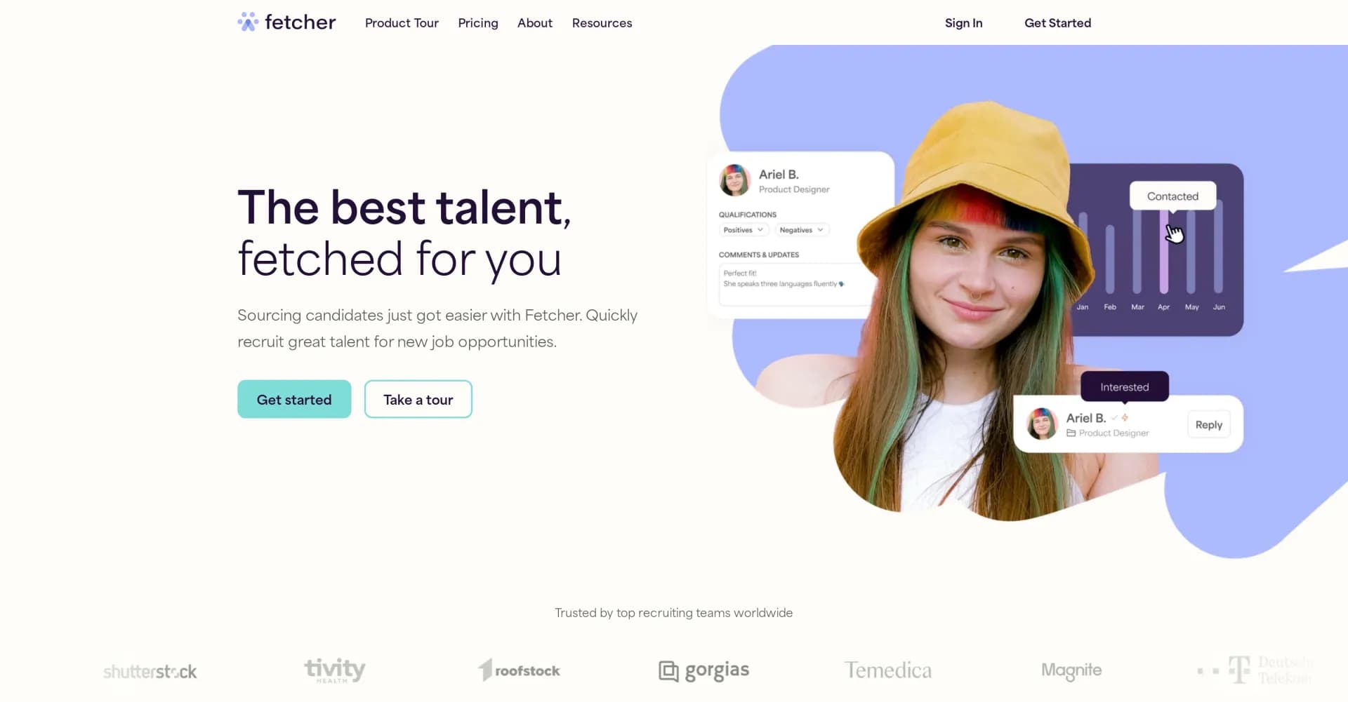 Fetcher homepage screenshot — AI-powered sourcing for top talent