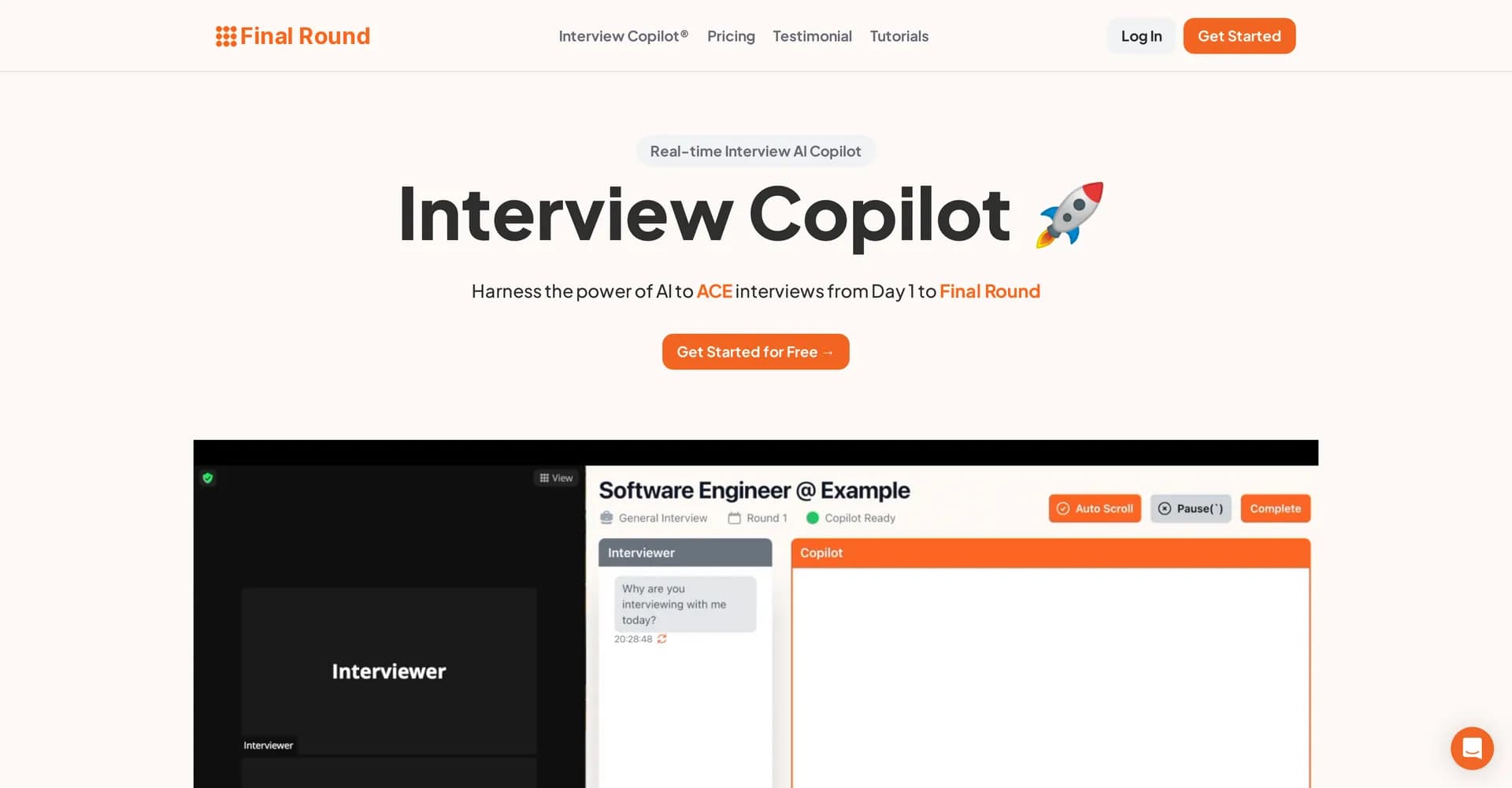 Final Round homepage screenshot — Job interview prep & support