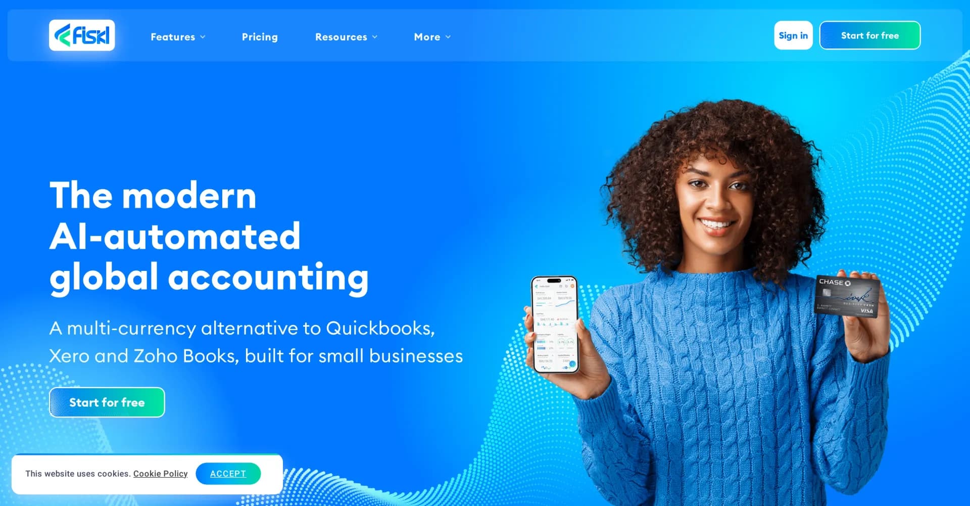 Fiskl homepage screenshot — AI-powered global accounting simplified.