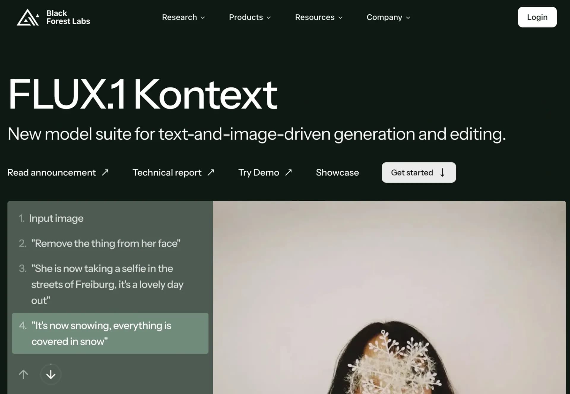 FLUXv1.1 homepage screenshot — Unleash creativity with frontier AI models.
