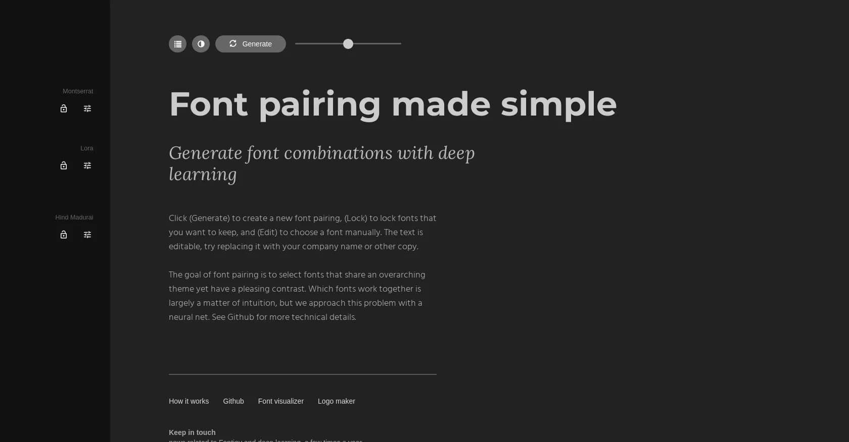 Fontjoy homepage screenshot — Generate font pairings in one click