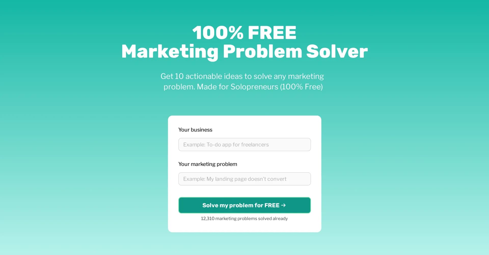 Founderpal Virtual CMO homepage screenshot — AI-powered CMO solves marketing problems instantly