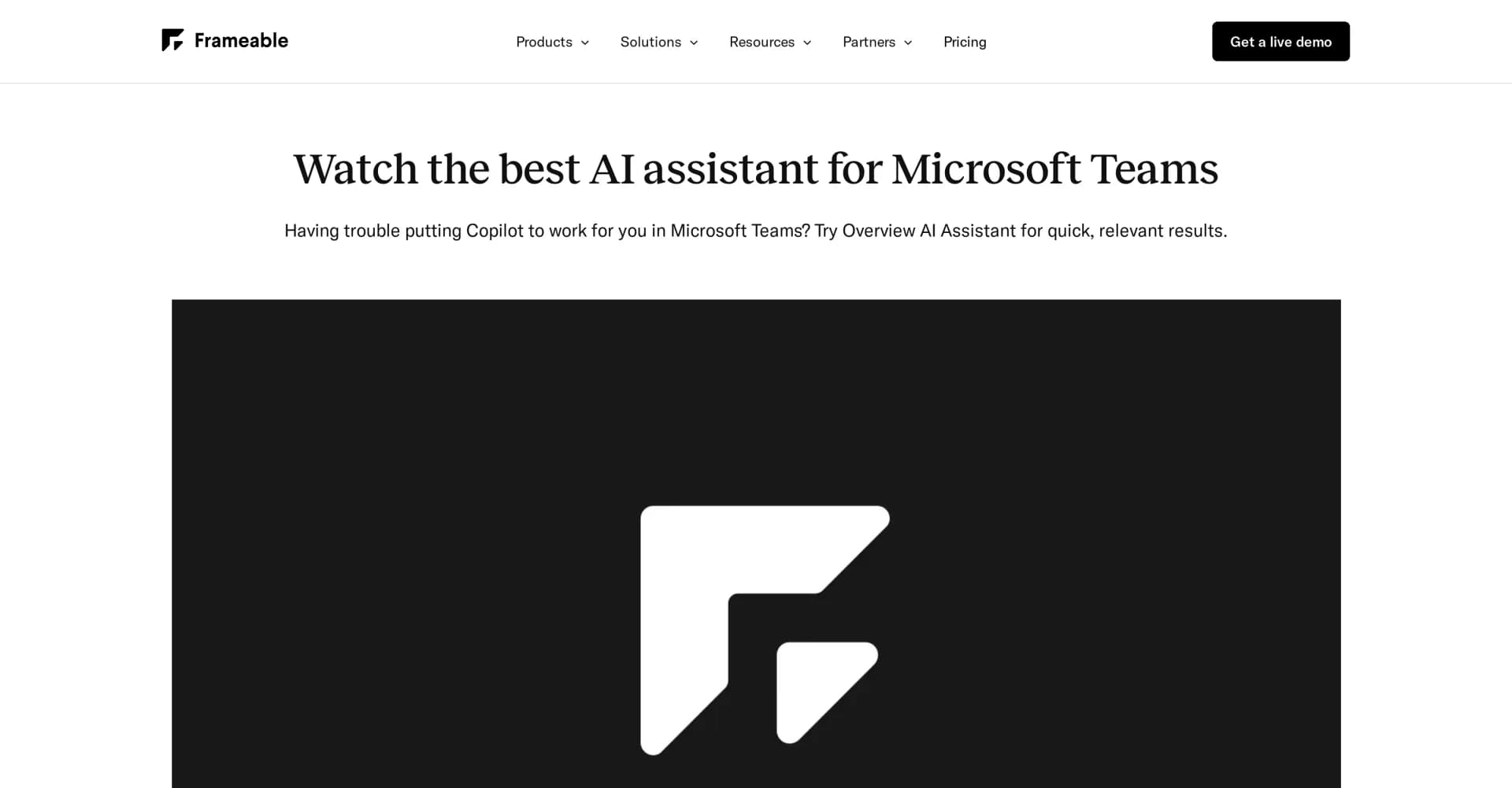 Frameable homepage screenshot — AI Assistant: Enhancing Microsoft Teams experience