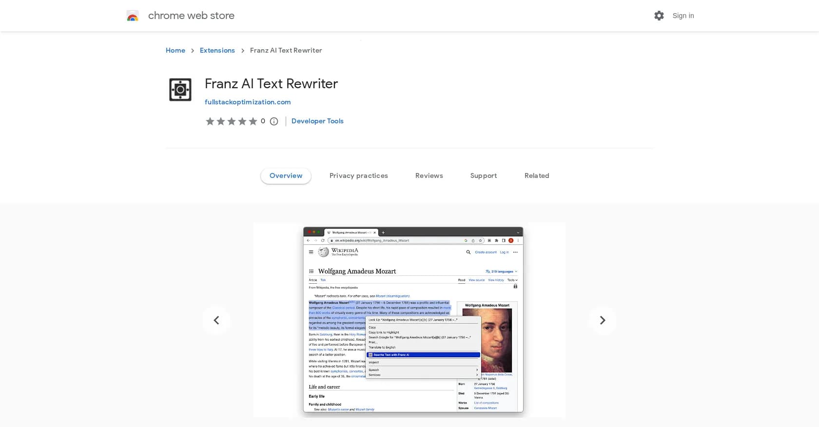 Franz AI homepage screenshot — Enhanced content creation with contextual suggestions.