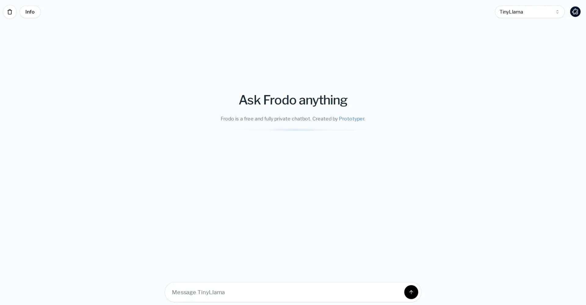 Frodo homepage screenshot — Your free, private AI companion