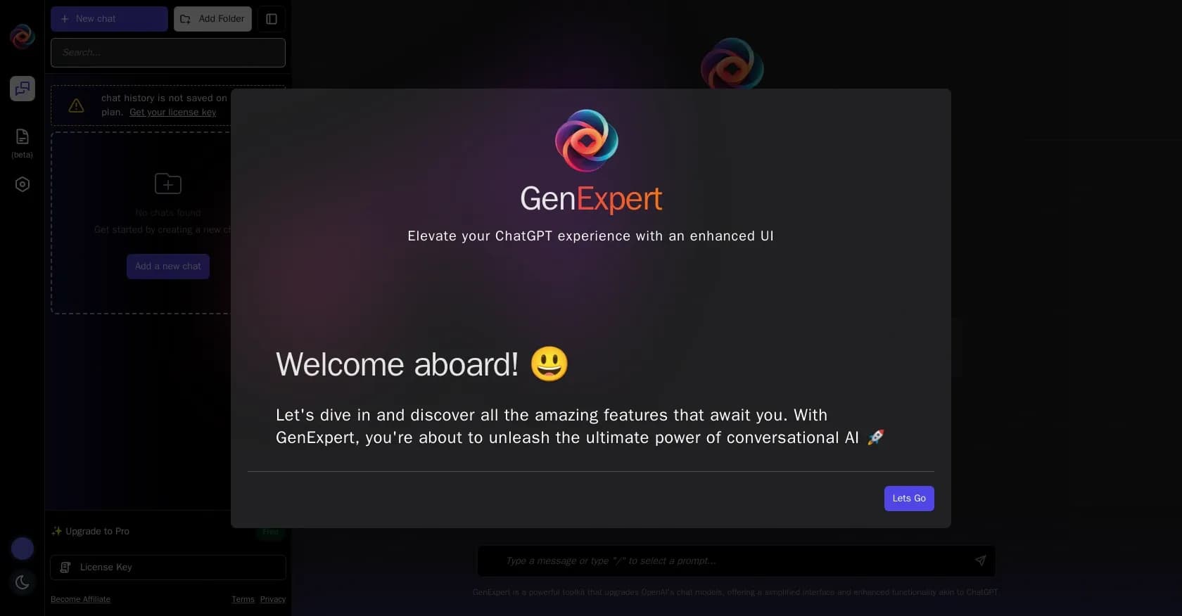 Gen Expert homepage screenshot — Elevate ChatGPT with an enhanced UI toolkit