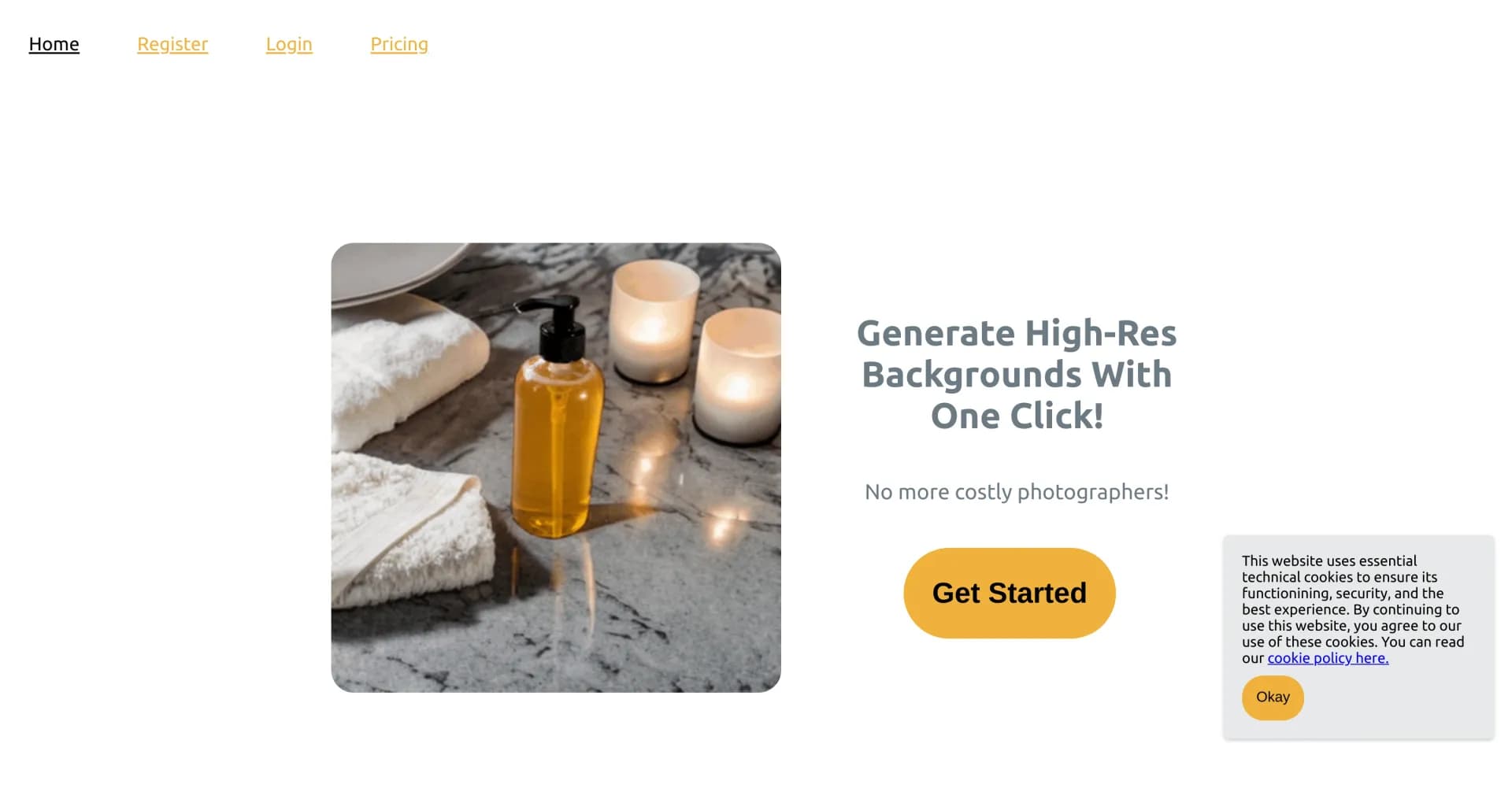 Generatebg homepage screenshot — Generate high-res backgrounds with one click