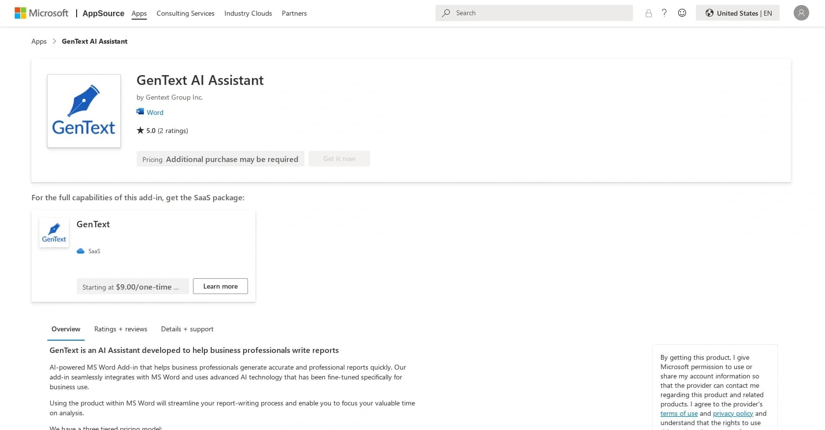 GenText AI Assistant homepage screenshot — Discover and deploy business-ready apps and solutions.